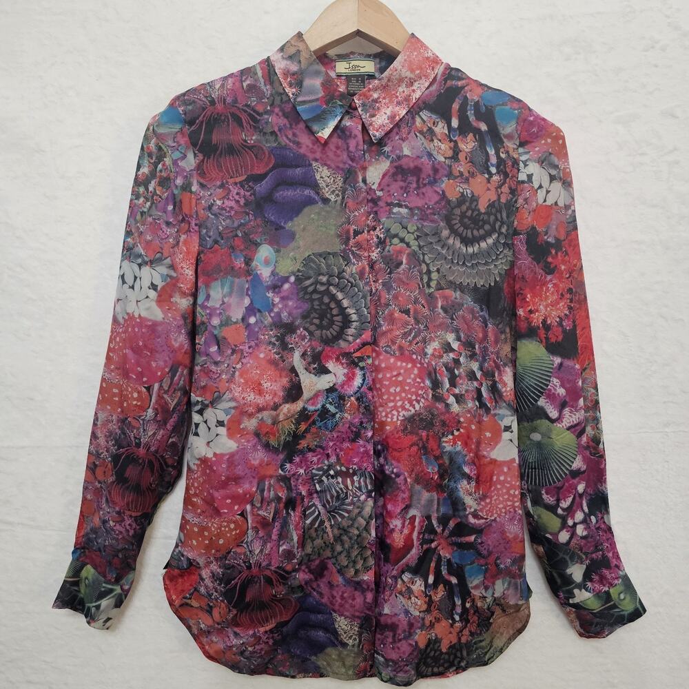 Womens Issa London Top 4 Silk Maximalist Bohemian Luxe Resort Eclectic Bold Art